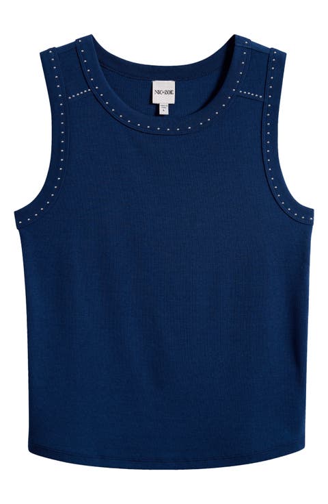 Perfect Studded Cotton Blend Rib Tank