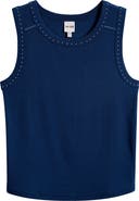 NIC+ZOE Perfect Studded Cotton Blend Rib Tank