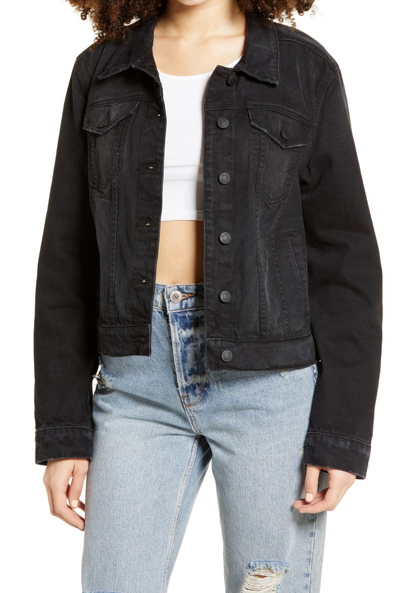 Melanie Boyfriend Denim Jacket, Main, color, BLACK JM