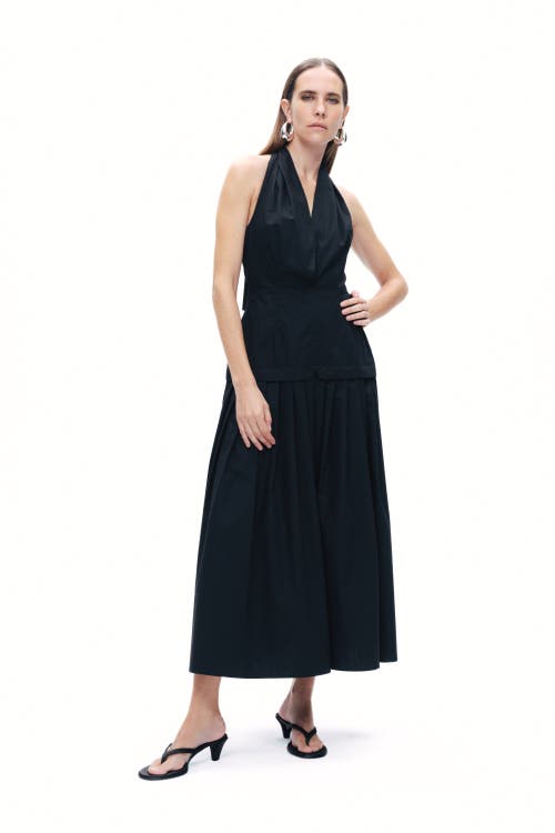 Shop Nocturne Halter Neck Maxi Dress In Black