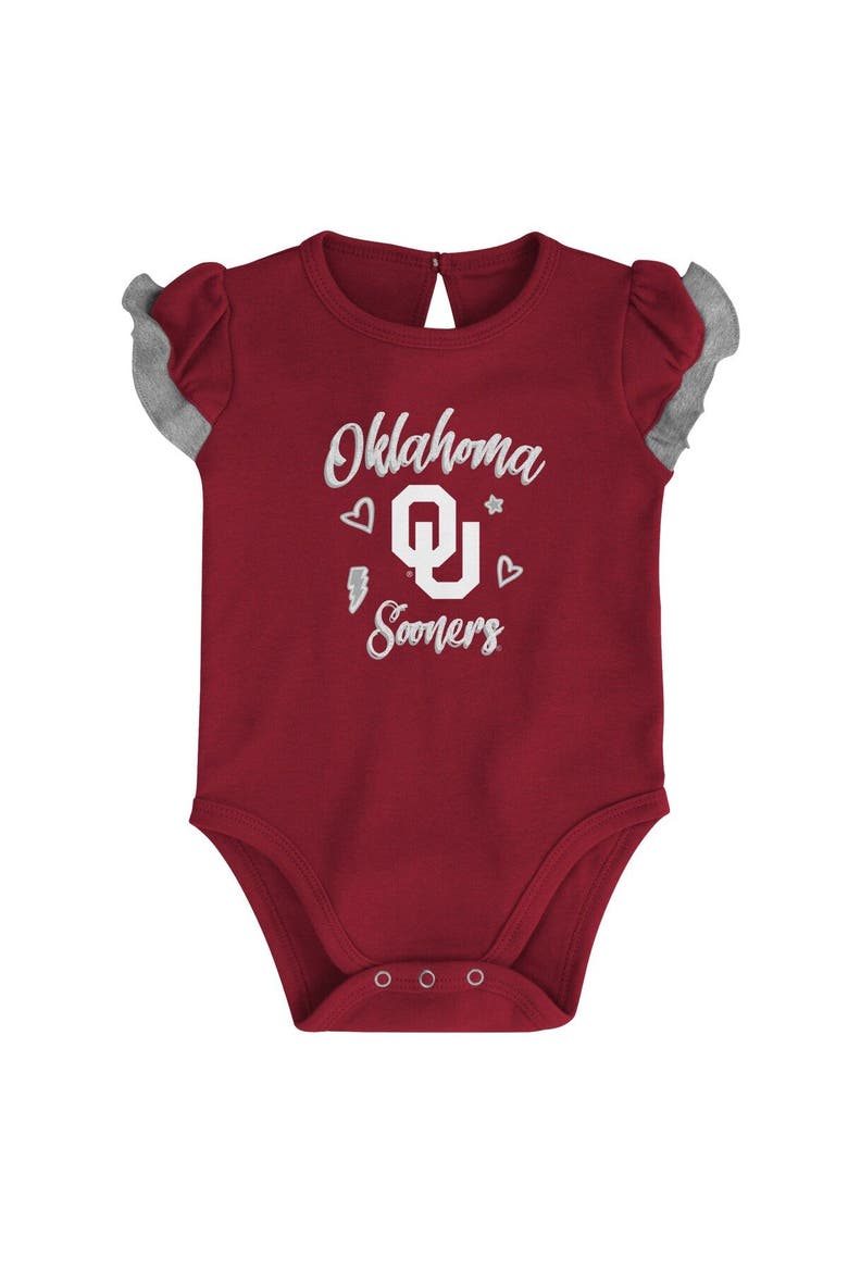 Girls Newborn & Infant Crimson/Heather Gray Oklahoma Sooners Too Much Love Two-Piece Bodysuit Set, Alternate, color, Crimson