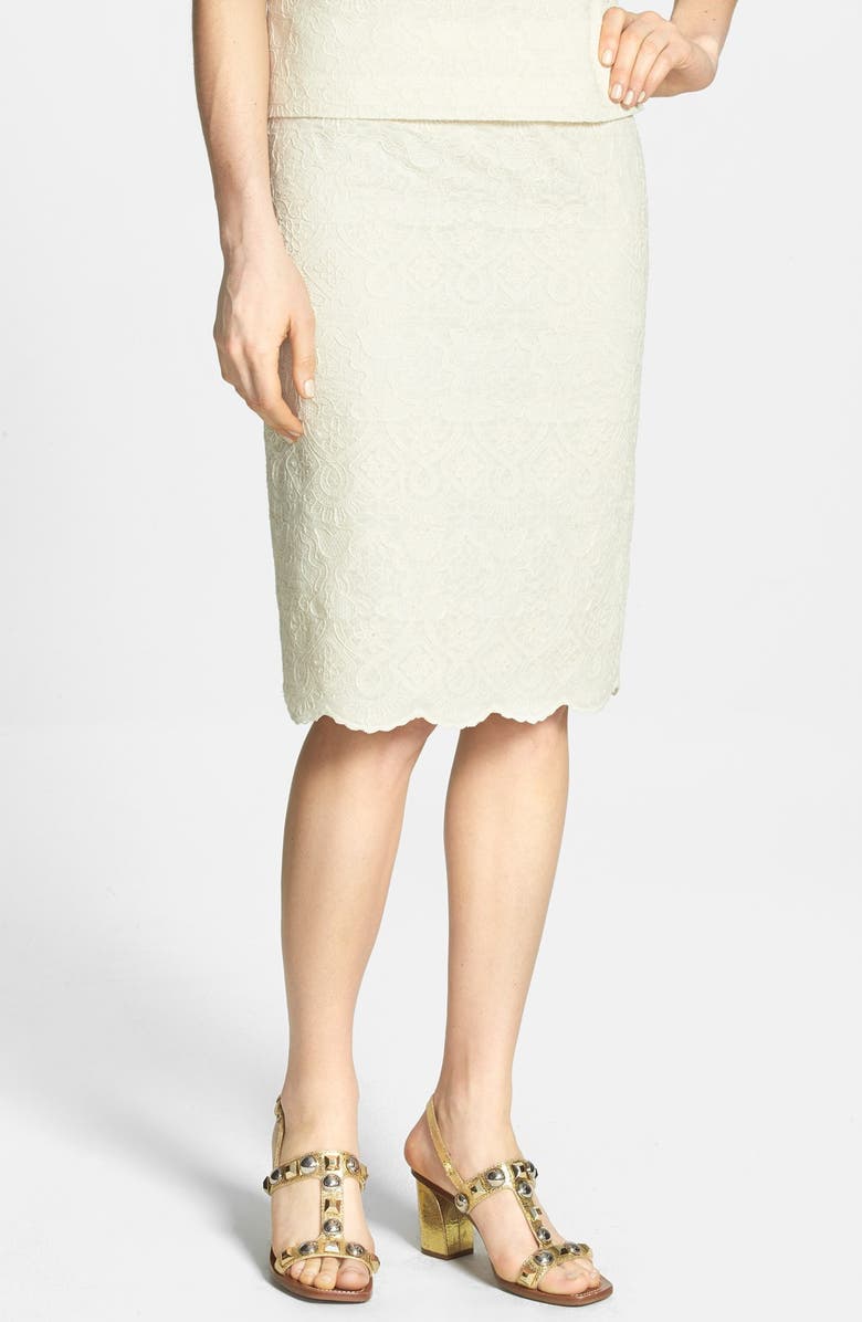 Tory Burch Lace Embroidered Pencil Skirt, Main, color,