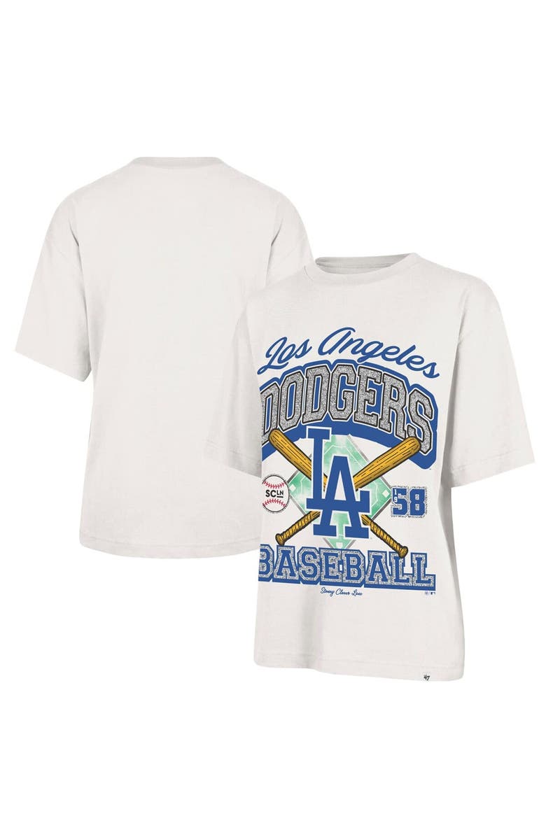 Stoney Clover Lane X '47 Women's '47 x Stoney Clover Lane Sand Los Angeles Dodgers Crossover Base Foundation T-Shirt, Main, color, Sand
