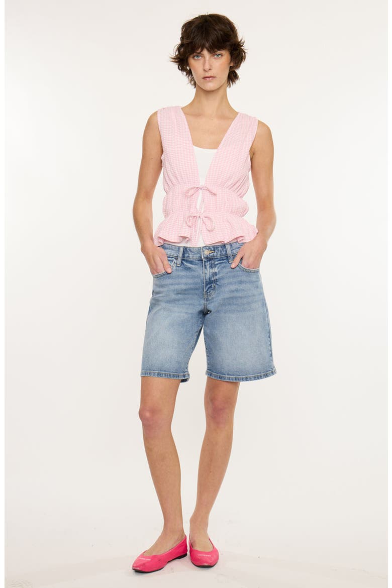 Margo Essentials Mid Rise Bermuda Denim Shorts, Alternate, color, Medium Wash