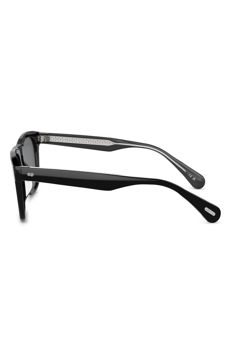Oliver Peoples R-3 54mm Polarized Round Sunglasses, Alternate, color, Black