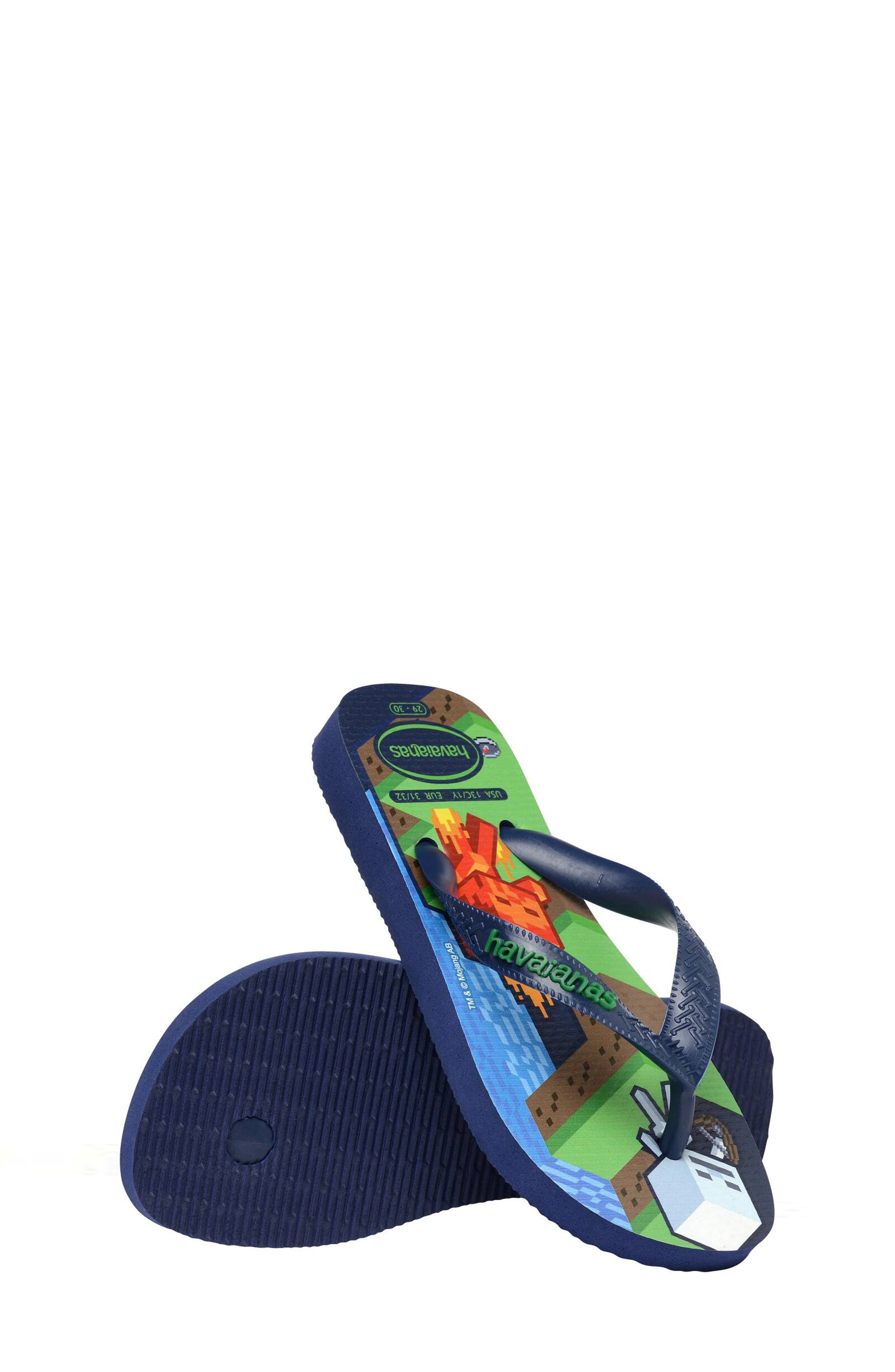 Havaianas Kids' Minecraft Flip Flop, Alternate, color, Navy Blue
