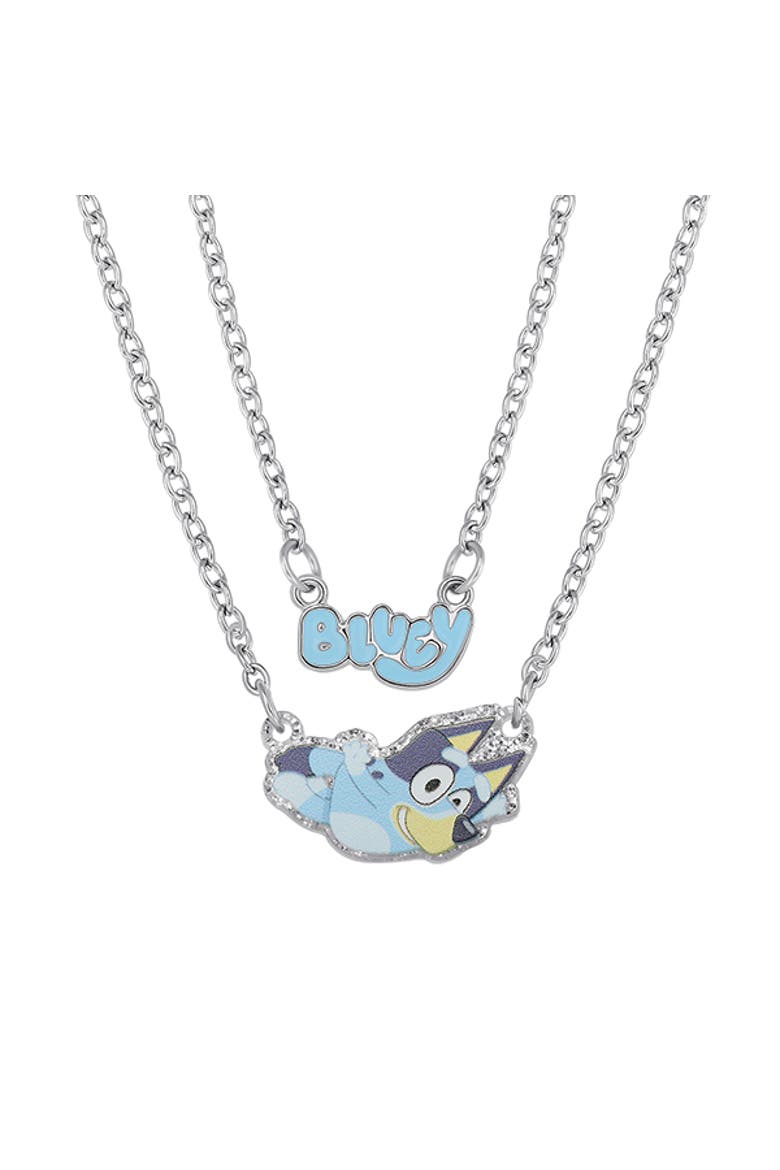 Double Layer Pendant Necklace with Bluey Nameplate and Character Charm, Main, color, Blue