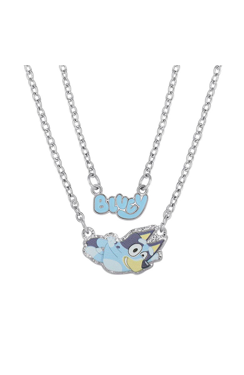 BLUEY Double Layer Pendant Necklace with Bluey Nameplate and Character Charm, Main, color, Blue