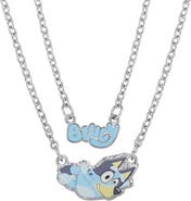 BLUEY Double Layer Pendant Necklace with Bluey Nameplate and Character Charm