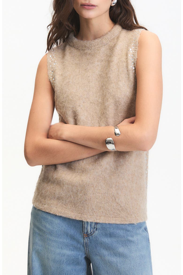 Myles Rhinestone Embellished Sweater Vest, Main, color, BEIGE