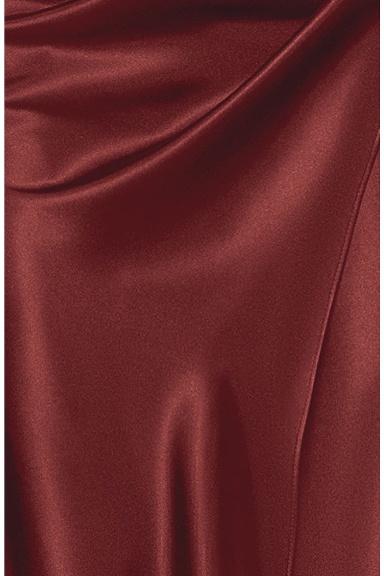 Ruched Sleeveless Satin Charmeuse Gown, Alternate, color, NUTMEG