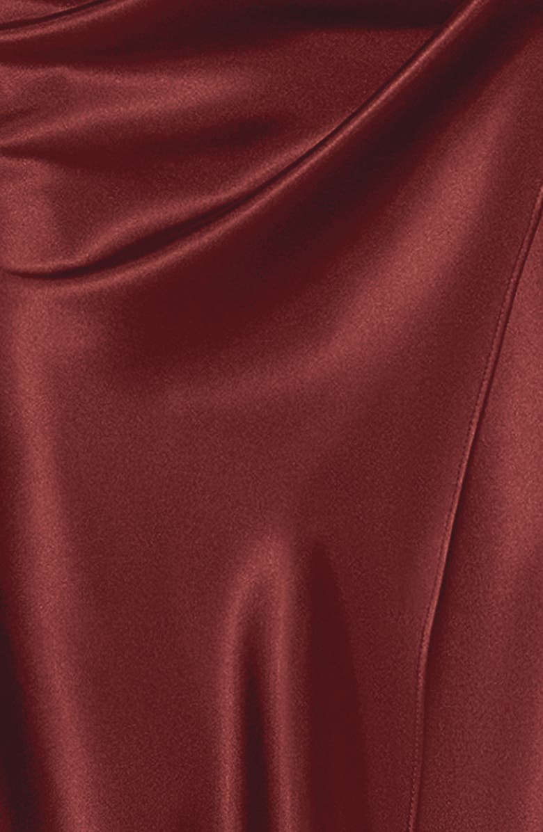 Betsy & Adam Ruched Sleeveless Satin Charmeuse Gown, Alternate, color, Nutmeg