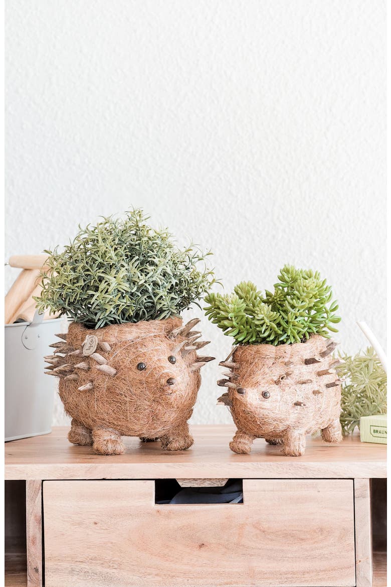 Hedgehog Handwoven Planter, Alternate, color, BROWN