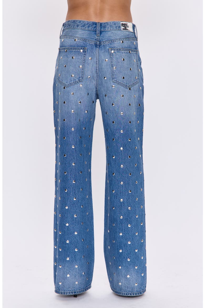 Hendrix Embellished Rivets High Waist Straight Leg Jeans, Alternate, color, CHARMED