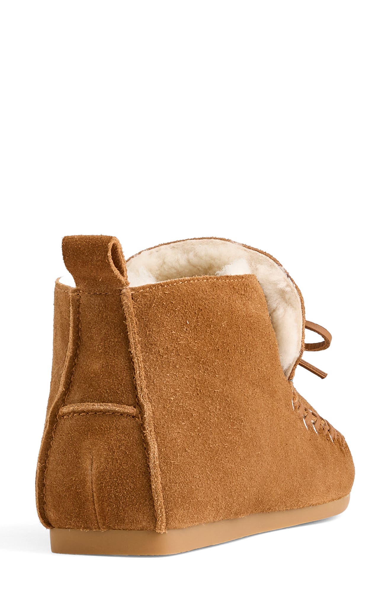 Madewell The Genuine Shearling Meadow Moccasin Ankle Boot, Alternate, color, Warm Chestnut
