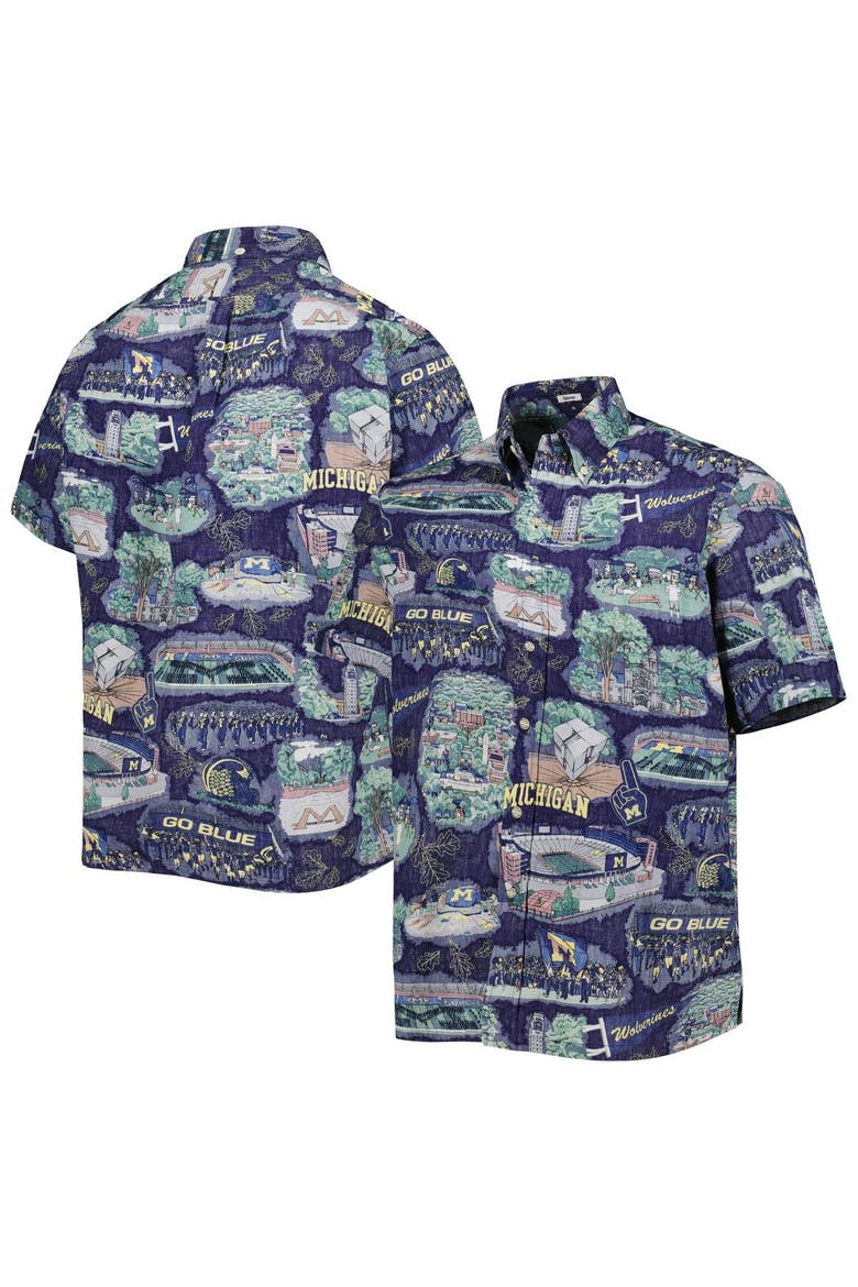 Men's Reyn Spooner Navy Michigan Wolverines Scenic Button-Down Shirt, Main, color, Navy