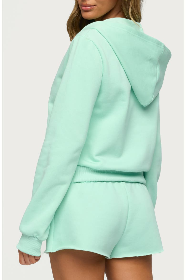 Lynette Zip Crop Hoodie, Alternate, color, AQUA