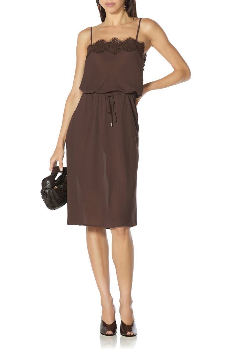 Tabitha Lace Trim Midi Dress, Main, color, ESPRESSO