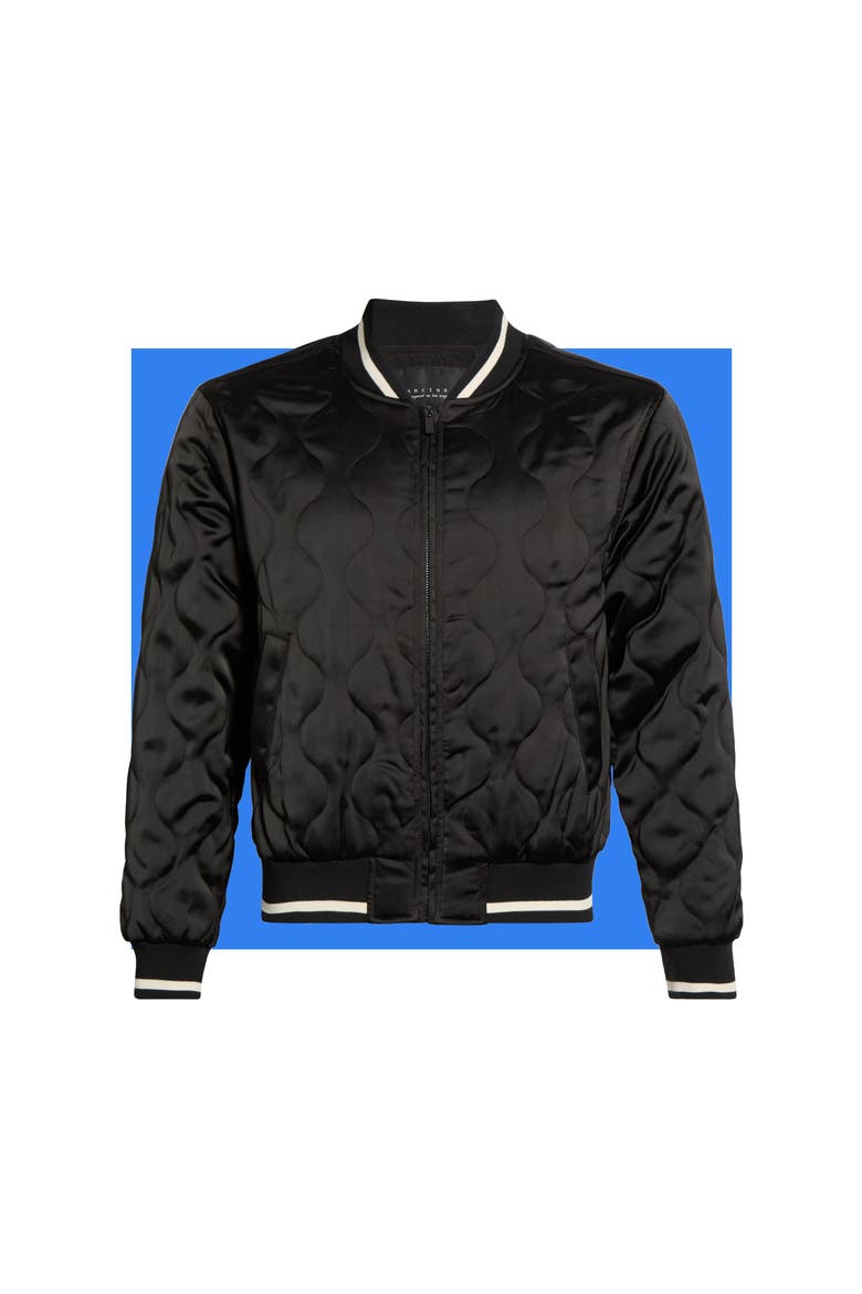Je T Aime Onion Quilted Bomber Jacket, Main, color, BLACK