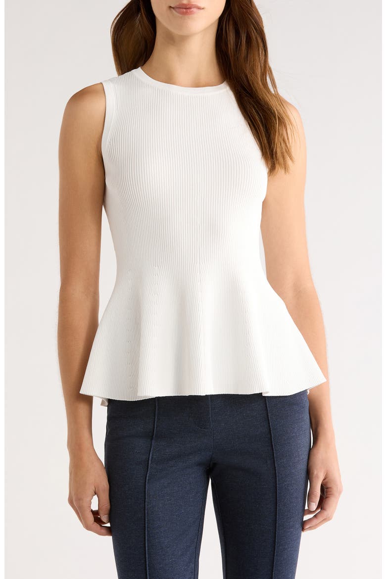 Sleeveless Peplum Rib Top, Main, color, ANTIQUE WHITE