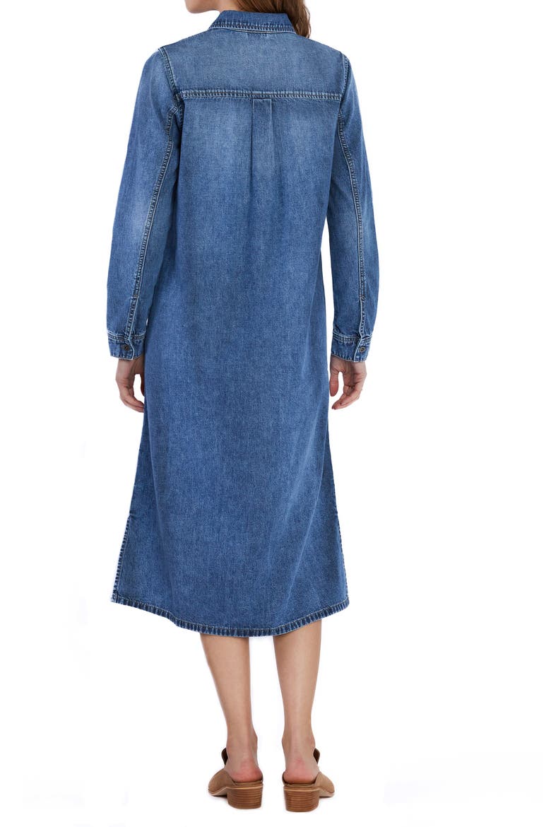 Fab Long Sleeve Denim Midi Shirtdress, Alternate, color, LOVED BLUE