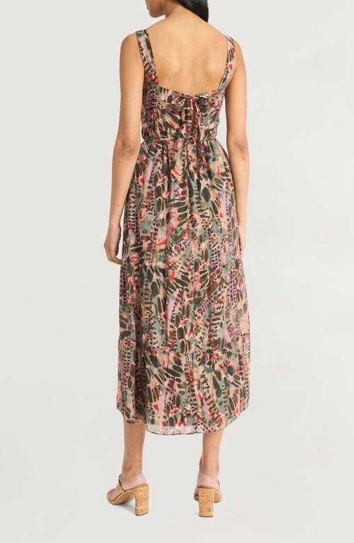 The Good Journey Cypress Stripes Midi Sundress In Brown/wine/coral