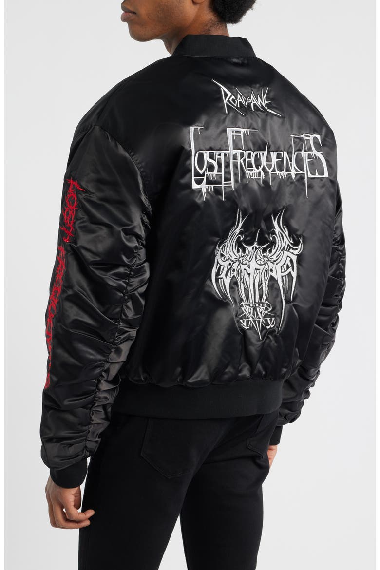 Harvard Lost Frequency Bomber Jacket, Alternate, color, SHINY BLACK