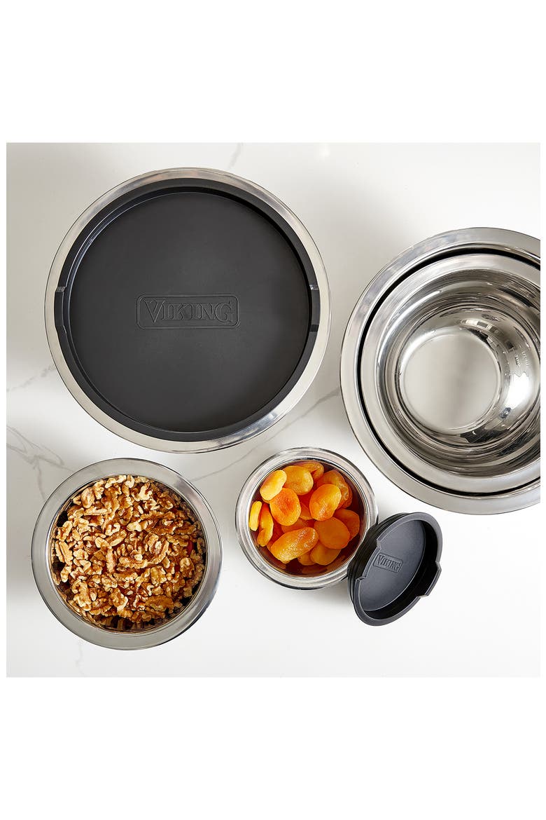 10-Piece Stainless Steel Mixing Bowl Set with Lids, Alternate, color, BLACK