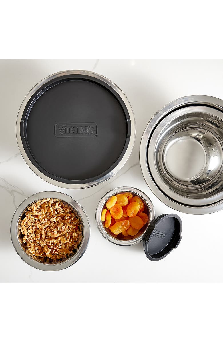 Viking 10-Piece Stainless Steel Mixing Bowl Set with Lids, Alternate, color, Black