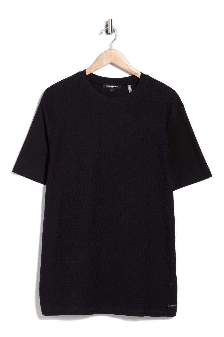 Geometric Textured Knit T-Shirt, Alternate, color, BLACK