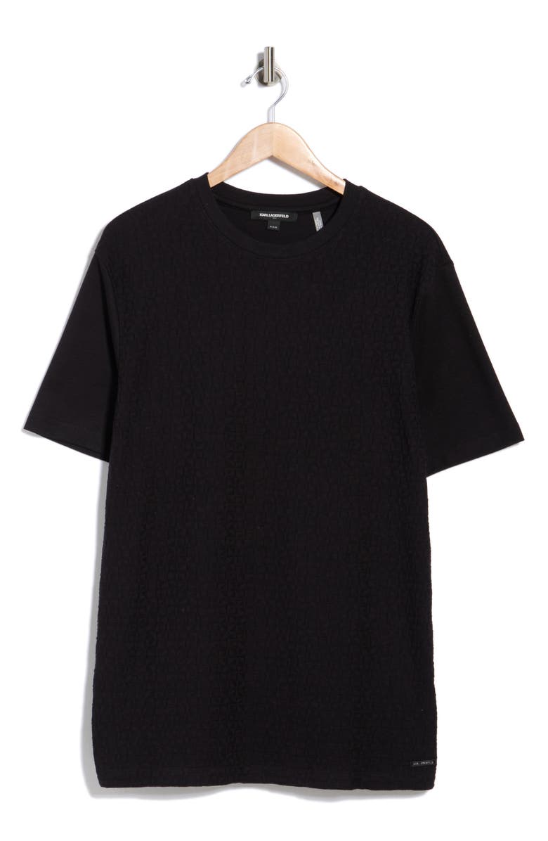 KARL LAGERFELD PARIS Geometric Textured Knit T-Shirt, Alternate, color, Black