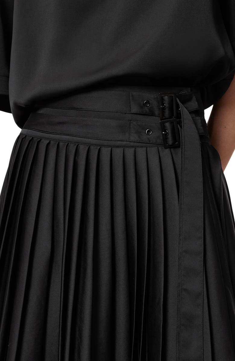 AllSaints Kai Asymmetric Pleated Skirt, Alternate, color, 