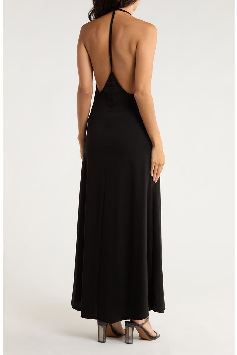 Halter Maxi Dress, Alternate, color, BLACK
