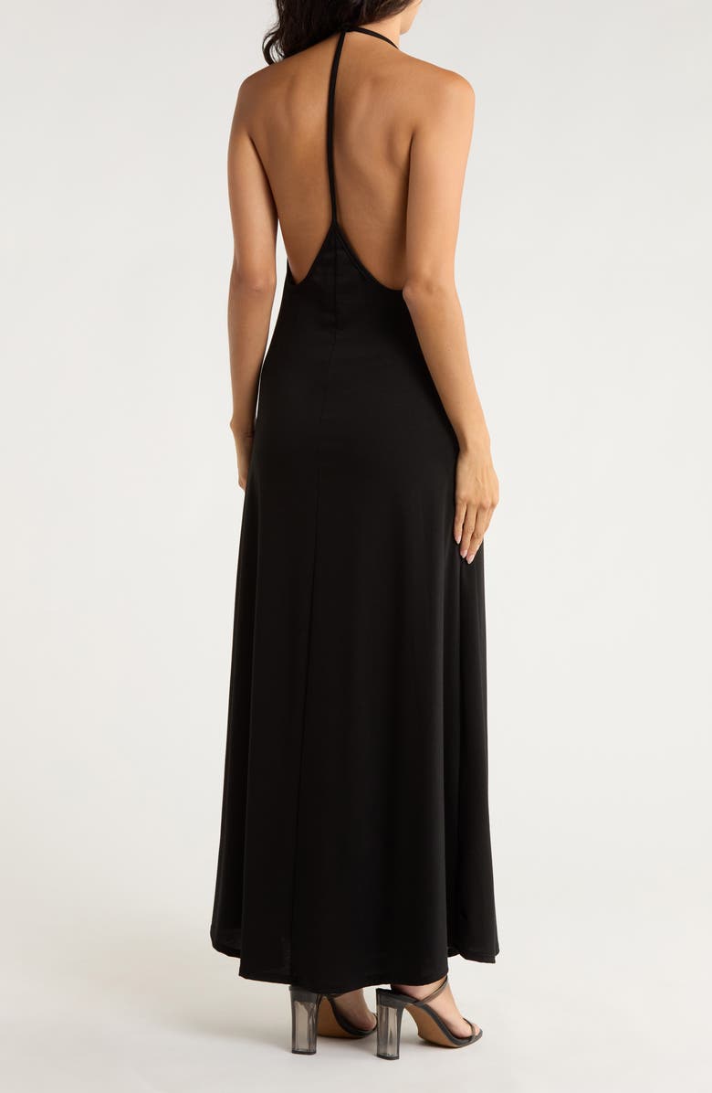 GO COUTURE Halter Maxi Dress, Alternate, color, Black