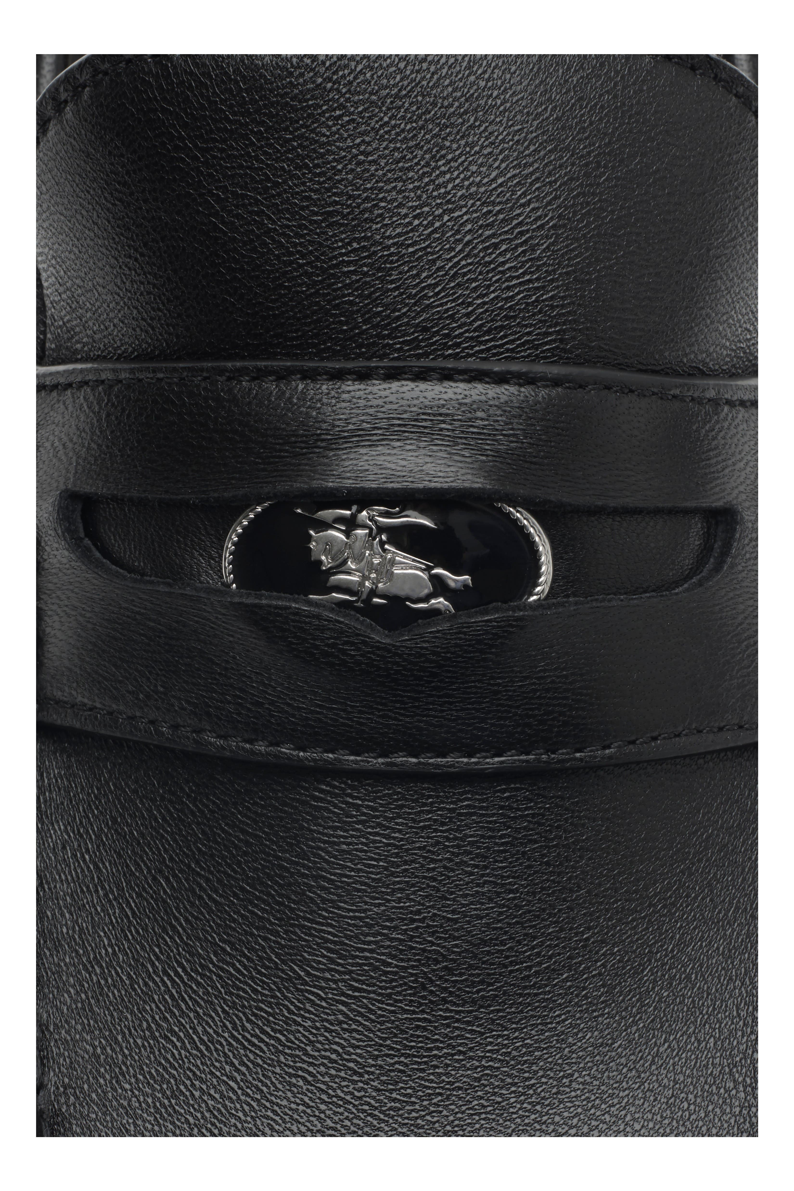 Burberry Leather Cadet Loafers, Alternate, color, Black