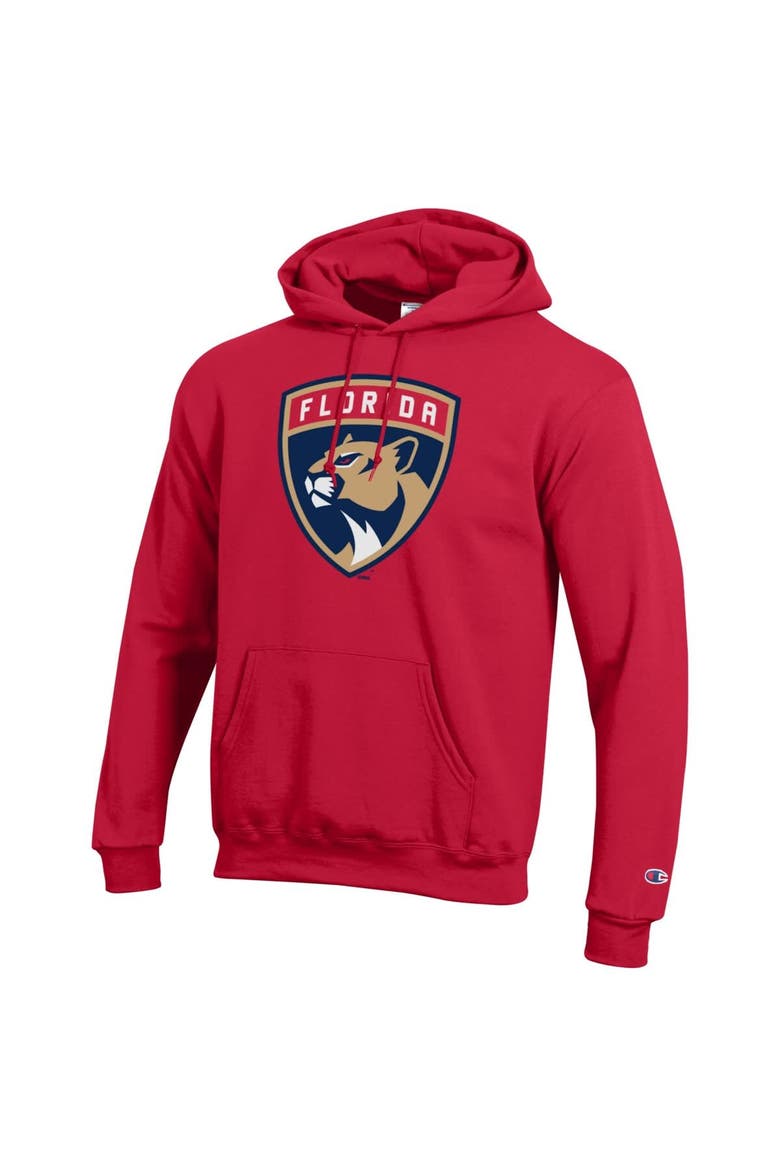 Men's Champion Red Florida Panthers Primary Logo 1-Hit Pullover Hoodie, Alternate, color, Red