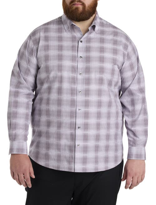 Synrgy By Dxl Big & Tall Large Plaid Sport Shirt In Purple