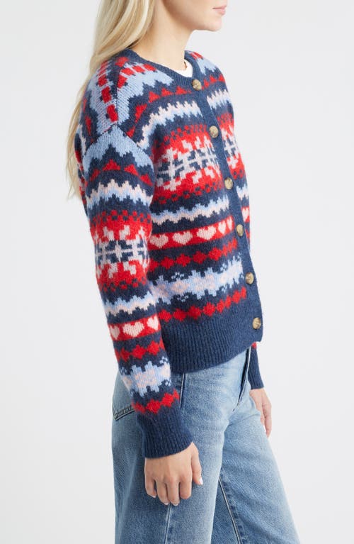 Lucky Brand Fair Isle Cardigan In Purple