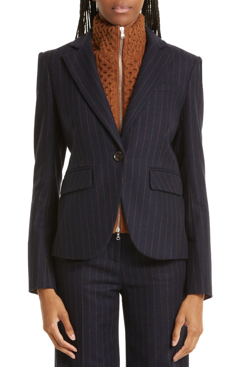 Veronica Beard Tyra Pinstripe Stretch Wool Dickey Jacket, Alternate, color, 