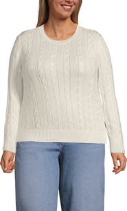 Lands' End Plus Size Drifter Classic Cable Crew Neck Sweater