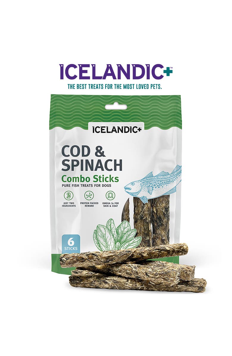 ICELANDIC+ Combo Sticks Cod
Spinach 2Oz, Natural, Crunchy Dog Treats, Alternate, color,