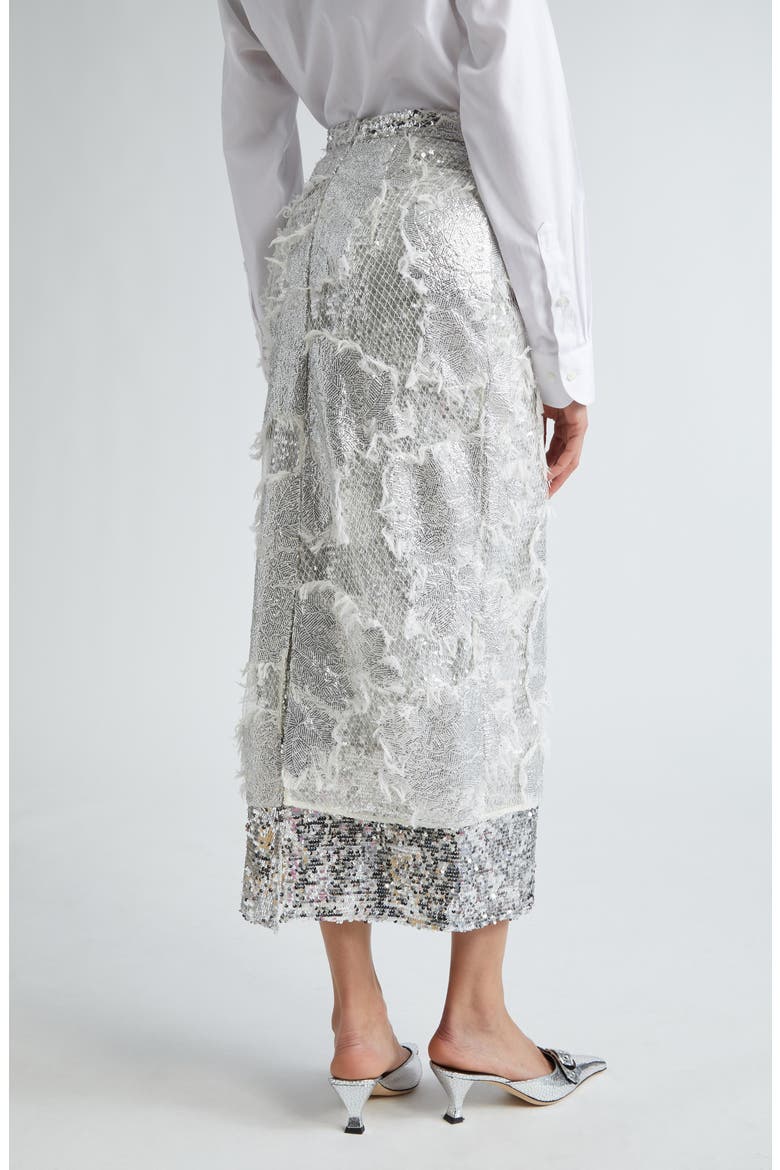 Sequin Embroidered Pencil Skirt, Alternate, color, SILVER