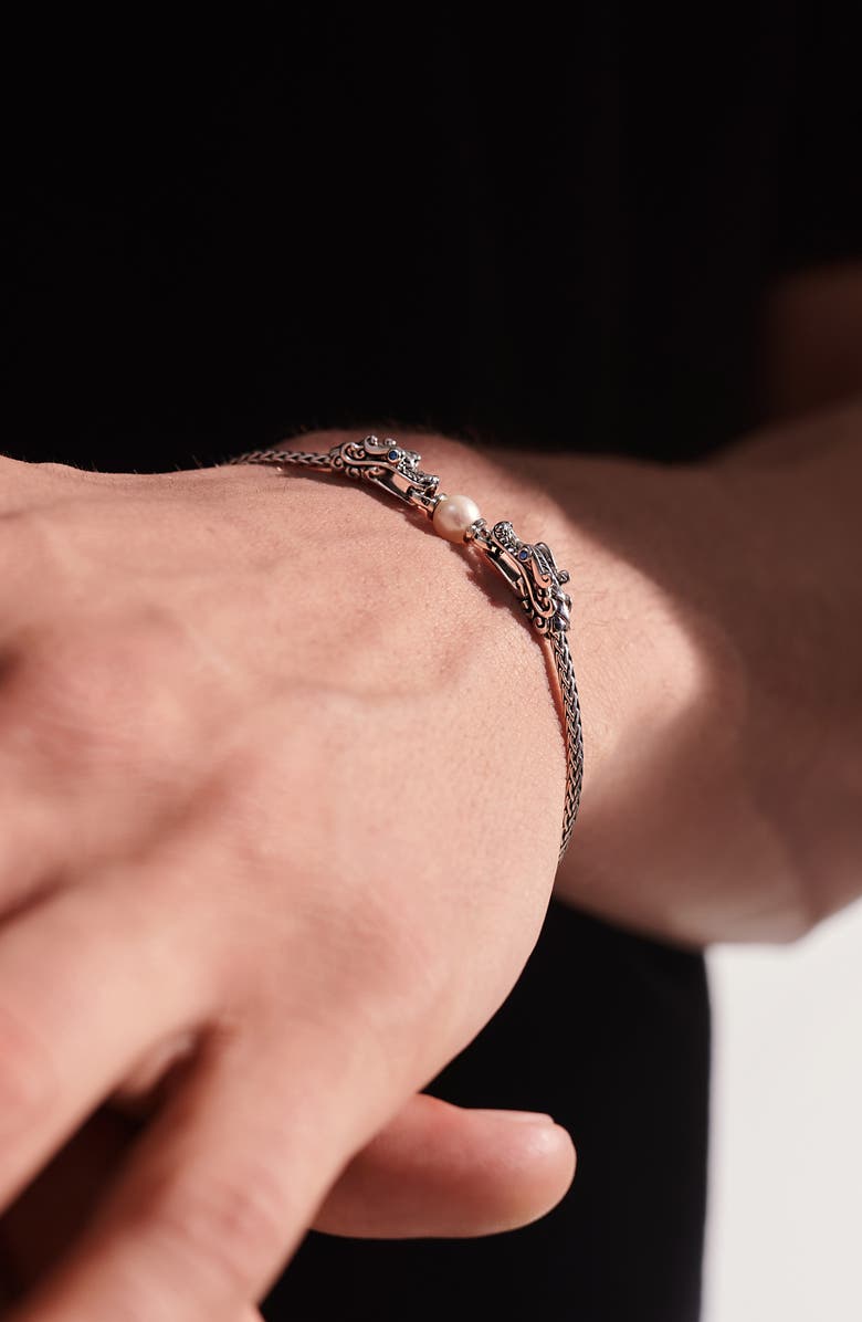 John Hardy Legends Naga Double Dragon Head Pearl Adjustable Bracelet, Alternate, color, 