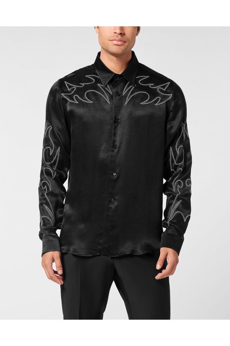 Embellished Shirt Texas Men, Main, color, black