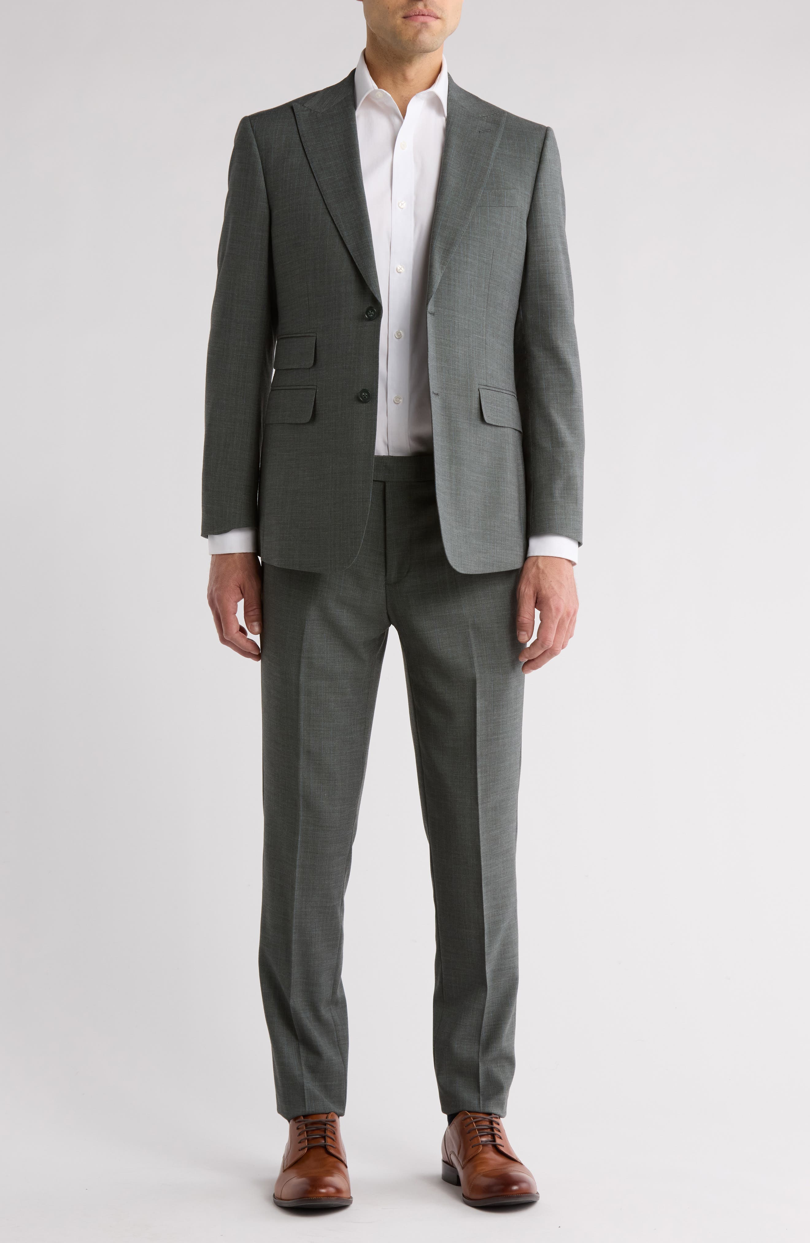 English Laundry Solid Olive Mélange Suit