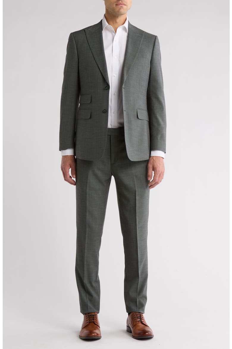 Solid Olive Mélange Suit, Main, color, OLIVE