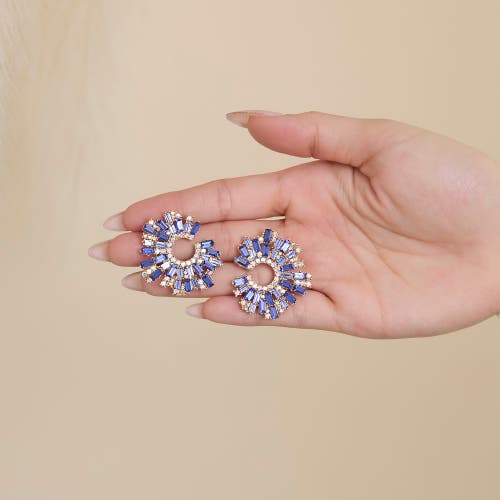 Jessica Simpson Fashion Earrings With Crystal In Blue