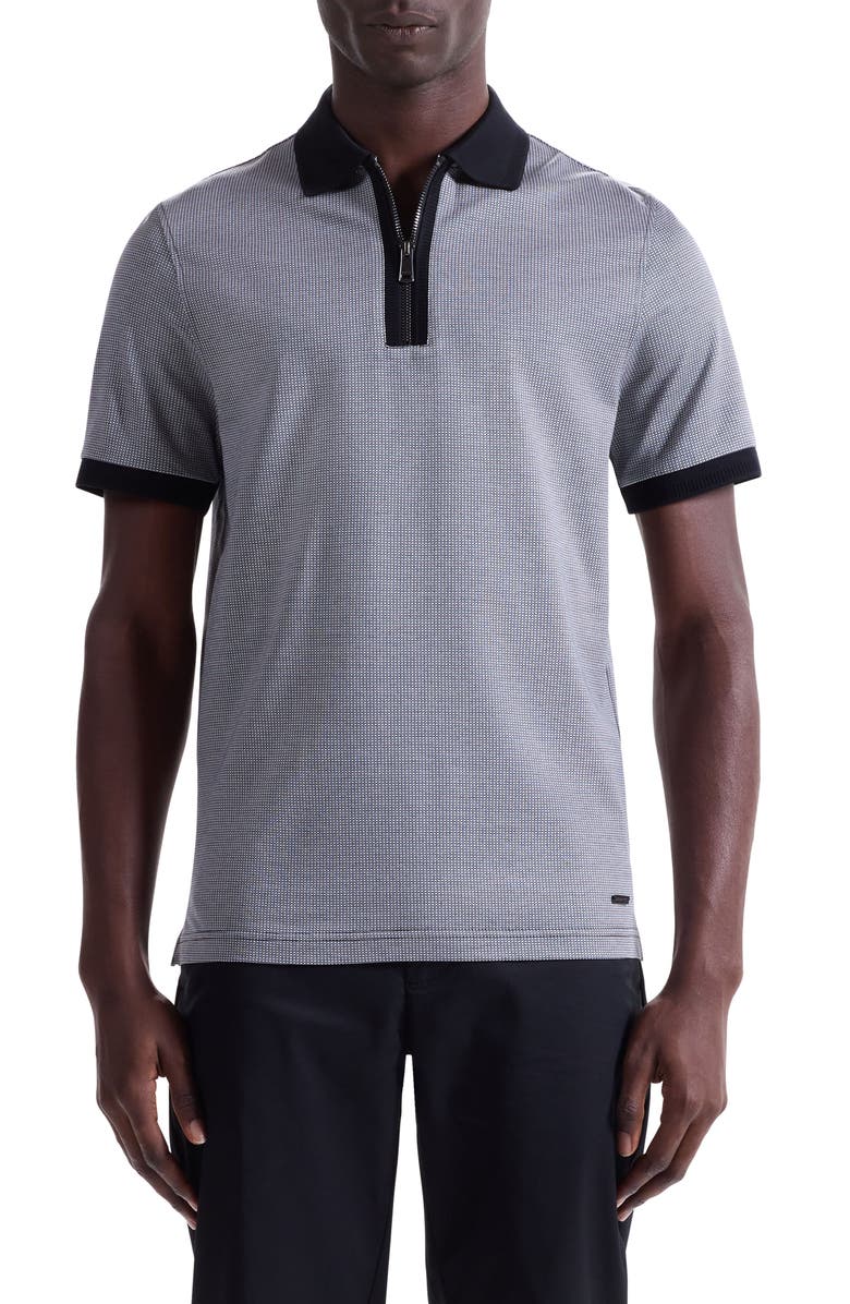 Bugatchi Quarter Zip Polo, Main, color, Black