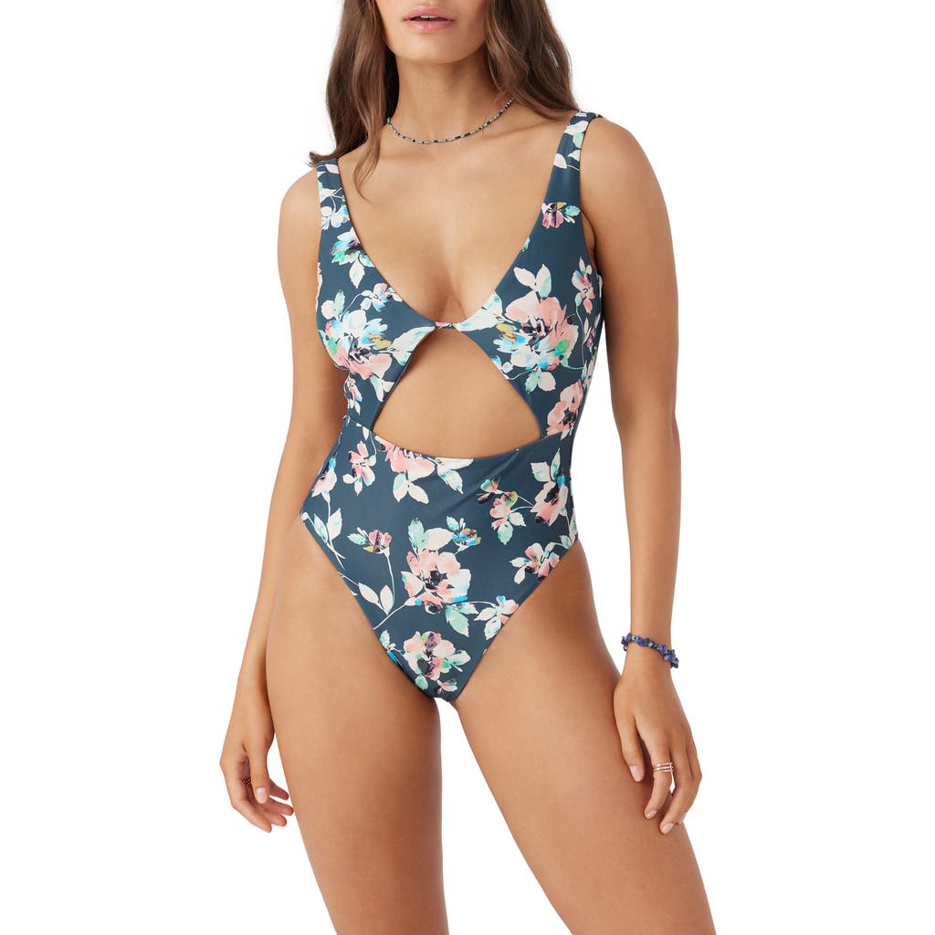 O'neill Melody Morro Bay Floral Cutout One-piece Swimsuit In Slate