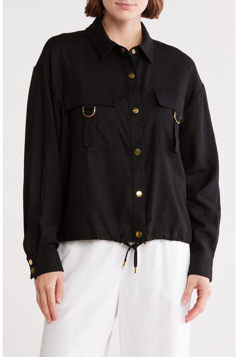 Crop Safari Jacket, Main, color, BLACK